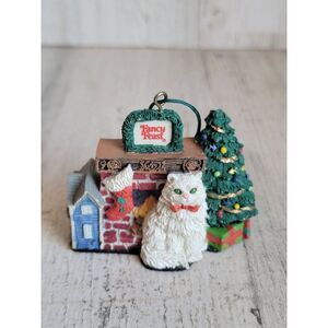 Vintage fancy feast 1993 double-sided cat ornament Xmas